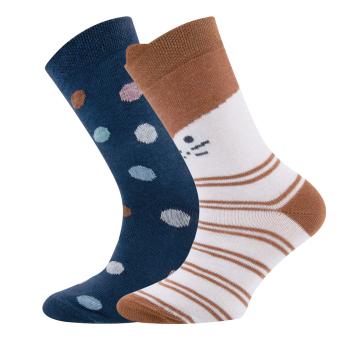 Baby und Kinder Socken Biobaumwolle 2er Pack (Katze/Punkte)